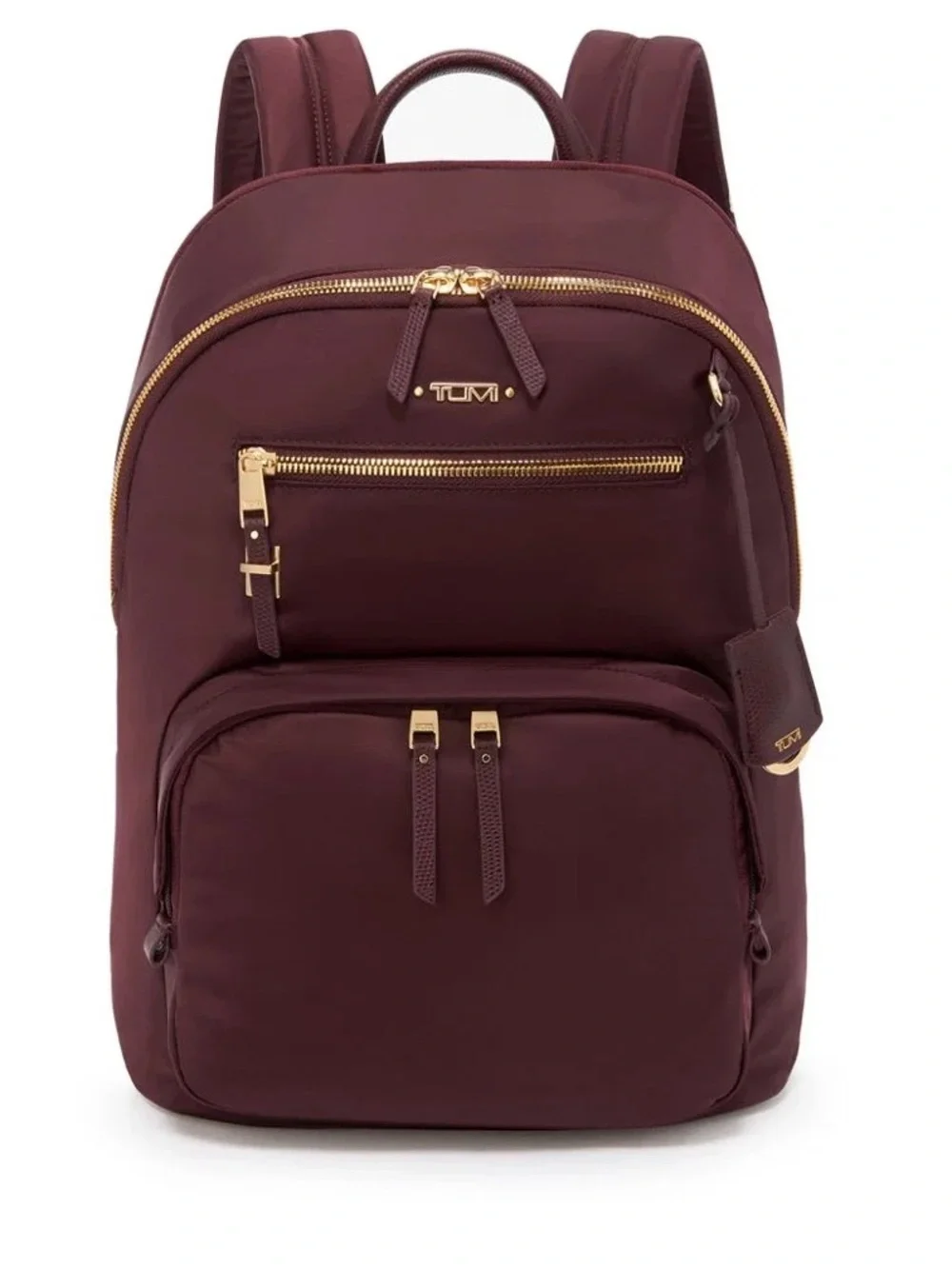 TUMI Unisex Voyageur Hilden Beetroot color Backpack with Gold Hardware